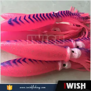 Marine Fishing Parts Pink Blue Vein 9inch Bulb Squid For Trolling Squid Rig