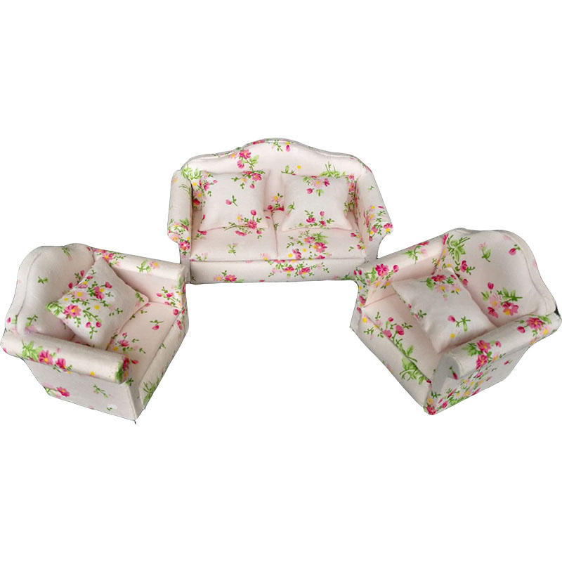 Миниатюрный Кукольный домик iland, набор миниатюрных диванов/3 мебели, диванные подушки WL055