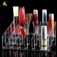 Organisateur de cosmétiques en acrylique à grille 40 cellules Support de rangement transparent pour rouge à lèvres Comptoir de vernis à ongles Porte-rouge à lèvres Présentoir en gel pour ongles
