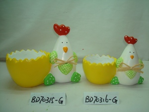 Maceta de cerámica decorativa hecha a mano para pollos y rozadores, diseño nuevo, ideal para decoración de jardín y Pascuas - Product Image 4