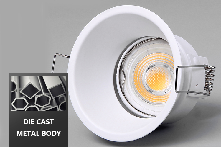 White Anti Glare Cob Recessed Downlight , Mr16 Bathroom Downlights
