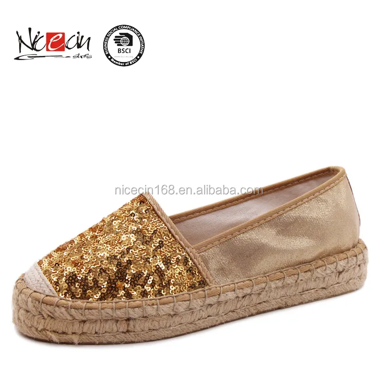 2017 donne bling bling slittamento piatto su espadrillas paillettes scarpe casual scarpe primavera estate