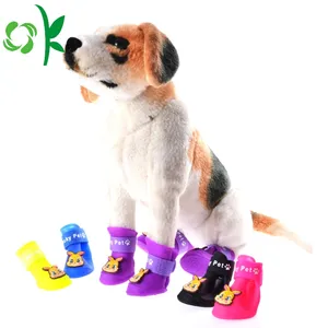 OKSILICONE Del Silicone Del Fumetto di Scarpe Animale Domestico Cane Impermeabile Stivali Da Pioggia Scarpe di Gomma Covers antiscivolo di Protezione Del Cane Scarpe di Protezione