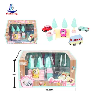 塑料迷你玩具娃娃房子家具女孩集合玩具甜蜜家庭模型玩具塑料孩子玩房子