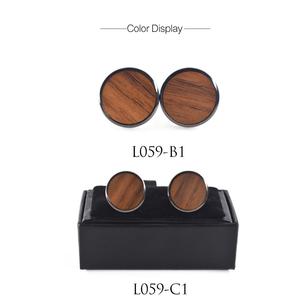 <span class=keywords><strong>Gemelli</strong></span> rotondi alla <span class=keywords><strong>moda</strong></span> in legno di noce nera con confezione regalo - Product Image 4