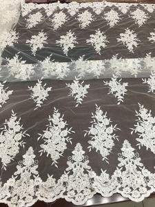 Tissu en dentelle perlée de haute qualité pour mariée, tissé 100% polyester, tissu lourd, broderie de cordon, <span class=keywords><strong>tulle</strong></span> pour sacs et chaussures de mariage - Product Image 6