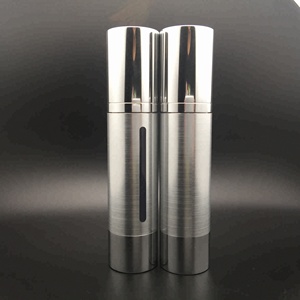 Bouteille sérum en aluminium revêtu argent, sans air, bouteille avec pompe, sérum, 30ml 50ml - Product Image 6