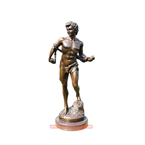 Scultura uomo nudo in bronzo per soggiorno interno metallo artigianato statua ornamenti - Product Image 1