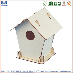 Fabrika doğrudan bitmemiş ahşap kuşevleri toptan, Ahşap kuş kafesi için noel dekorasyon - Product Image 5
