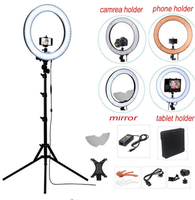 Lampe annulaire LED circulaire RL-18 de 18 pouces avec 240 LED, 50 W, 5500 K, gradation, pour studio vidéo, flash, lumière de beauté