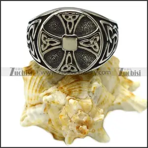 Vintage Sieraden Hoge Polijsten Zilveren Gegraveerde Keltische Knopen Iron Cross Ronde Signet Ring