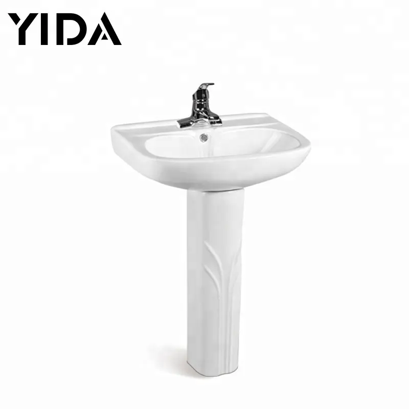 YIDA sanitarios baño mitad redonda pedestal de lavado a mano lavabo