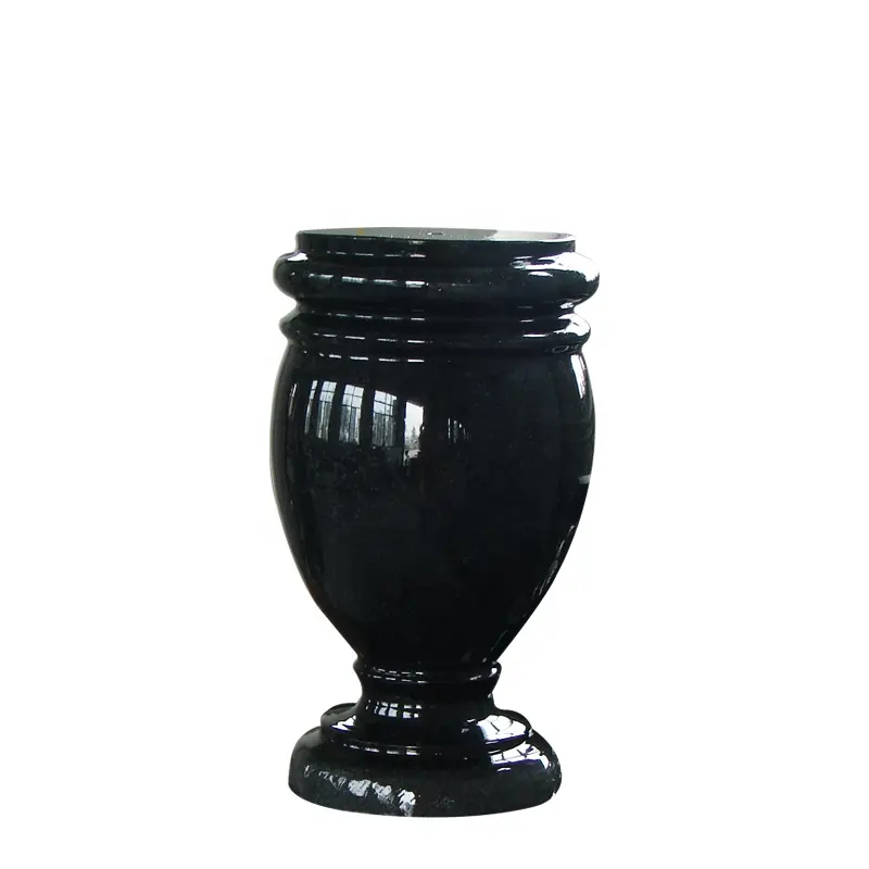 पत्थर लालटेन काले ग्रेनाइट समाधि Urns फूल Vases