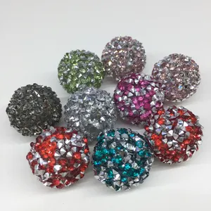 Yeni Tasarım 20mm Karışık Renk Tıknaz Takı Reçine Rhinestone Kristal Disko Açacağı Topu Boncuk