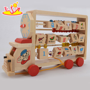 Abacus <span class=keywords><strong>en</strong></span> <span class=keywords><strong>bois</strong></span> <span class=keywords><strong>pour</strong></span> l'apprentissage précoce, jouet camion alphabet avec horloge <span class=keywords><strong>pour</strong></span> bébé, vente <span class=keywords><strong>en</strong></span> gros, W12C008 - Product Image 5