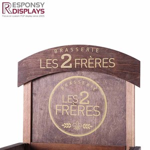 Estante de exhibición de pie de suelo de madera vintage con estantes de tres niveles para licor, vino y bebidas en tienda de <span class=keywords><strong>Bar</strong></span> minorista - Product Image 6