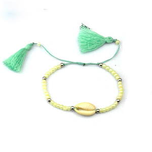 Último diseño <span class=keywords><strong>abalorios</strong></span> hechos a mano pulsera <span class=keywords><strong>de</strong></span> cuentas <span class=keywords><strong>de</strong></span> plástico con Shell y algodón borla - Product Image 3