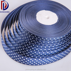 Alta calidad al por mayor de polca imprimió la cinta del grosgrain del poliester cintas navy - Product Image 2