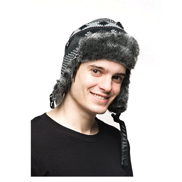 Winter Thicken Warm Russian Style Winter Mens Ushanka Trapper Bomber Hats
