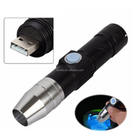 365nm 500mah batterie intégrée Rechargeable torche lumière noire USB LED UV lampe de poche
