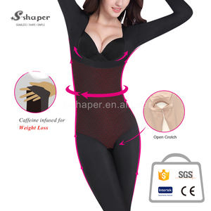 S-SHAPER Women's <b>Slim</b> Full Body Shaper Suit Long Sleeve Corset Caffeine Infused Bodysuit Plus Size Breathable Light Control Thin - Product Image 3