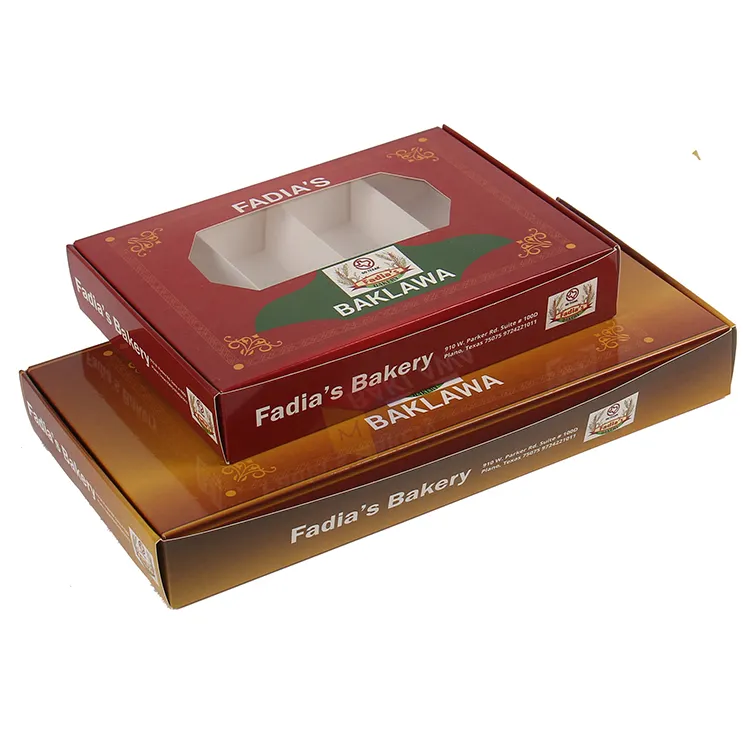 Embalaje de pastelería personalizado de diferentes tamaños, caja dulce india de baklava