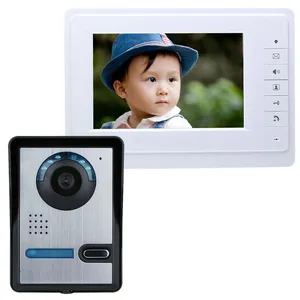 Stylish Salable Goods 7" Wired Video Intercom Doorbell System With 1 Waterproof Door Bell Camera 1 Monitor