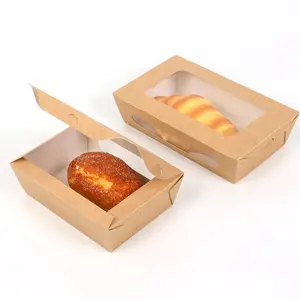 定制开窗牛皮纸羊角面包三明治包装盒