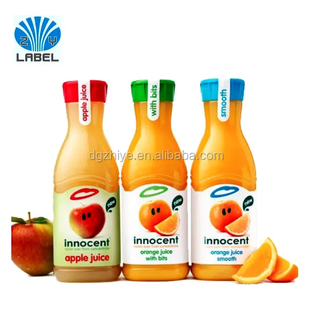 Custom printed permanent adhesive waterproof labels for juice bottles,manufacture custom adhesive label printing