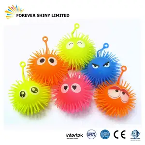 Custom Logo Oem Odm Mini Snoep Kraan Kleine Capsule Speelgoed Plastic Tpr Stretchy Big Eye Spiky Puffer Bal Voor Vending machine