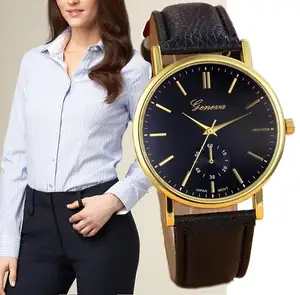 탑 비즈니스 플래티넘 시계 여성 패션 PU 가죽 여성 손목 시계 한국어 스타일 비즈니스 쿼츠 시계
