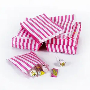 Small Gift Bags Wholesale Custom Wave Striped Printed Cute Small Kraft Paper Candy Bag For Parties