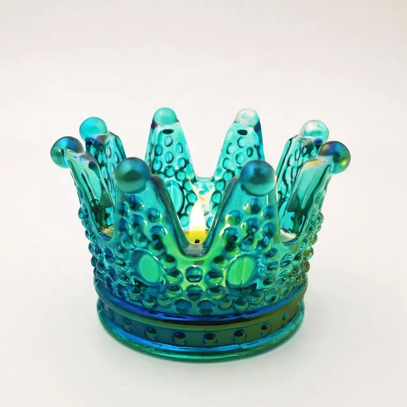 New Product Ideas Colorful Plating Crown Wedding Decoration Candle Holder