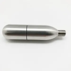 16g co2 refillable cartridge with 3/8-24UNF threaded for beer/tire inflator rechargeable 16g threaded co2 cartridge