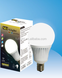 Chine Vente en gros Mi.Light RGB + CCT(2700-6500K) 6w e27 2.4G RF télécommande intérieure wifi Smart led ampoule