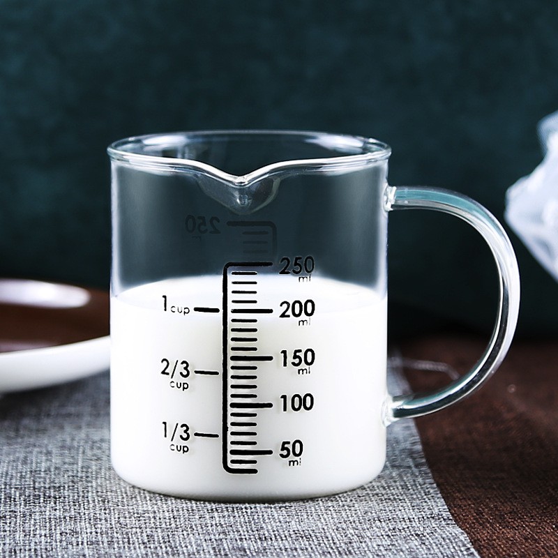 350ml/500ml/1000ml Kitchen High Temperature Resistant Glass Mug With White Measurements Glass Cup
