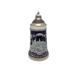 Taza <span class=keywords><strong>de</strong></span> cerveza Stein con mango <span class=keywords><strong>de</strong></span> cerámica grabada <span class=keywords><strong>en</strong></span> alemán, con tapa <span class=keywords><strong>de</strong></span> Metal adornado - Product Image 2