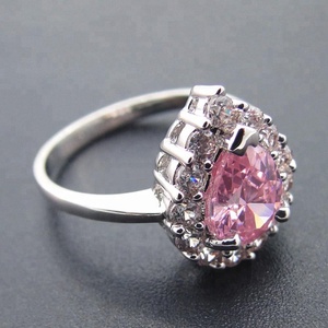 Cincin Zirkon Bentuk Pir, Perhiasan CZ Perak Murni 925 Kualitas Terbaik - Product Image 4