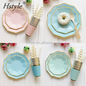 8 Cái/bộ Vàng Lá Hồng Dùng Một Lần Bộ Đồ Ăn Giáng Sinh Năm Mới Đảng Giấy Tấm Ly Sinh Nhật Nguồn Cung Cấp Bên Nhựa SPT268 - Product Image 3