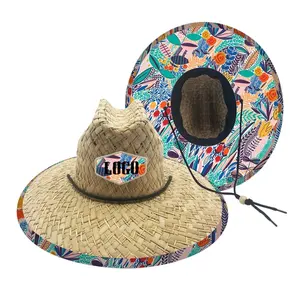 Sombrero de paja con estampado personalizado, protector solar