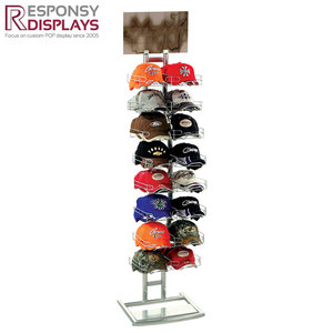 Estante de exhibición de piso de metal con diseño giratorio de cuatro lados para escaparate de gorra de béisbol en tienda minorista y centro comercial de moda - Product Image 2