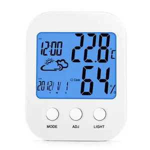 Wandmontage Venster Temperatuur Meter Kamer Klok Hygrometer Lcd Digitale Thermometer Met Magneet Vochtigheid Meter Klimaat Grower