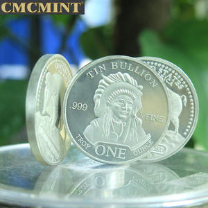 Tins de estaño pura, de 1 oz monedas de euro, 999 de estaño fino, moneda Redonda India, A154, venta al por mayor - Product Image 4