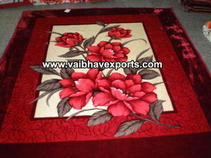 ผ้าห่มถักขนมิงค์ทำจากโพลีเอสเตอร์100% อุ่นพิเศษลายทาง/ดอกไม้หรูหรา - Product Image 2