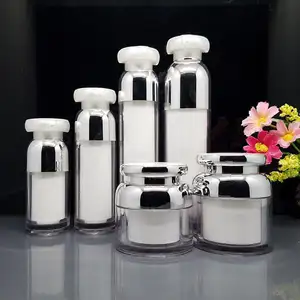 热卖中国工厂豪华白色无气泵空化妆品瓶和罐子