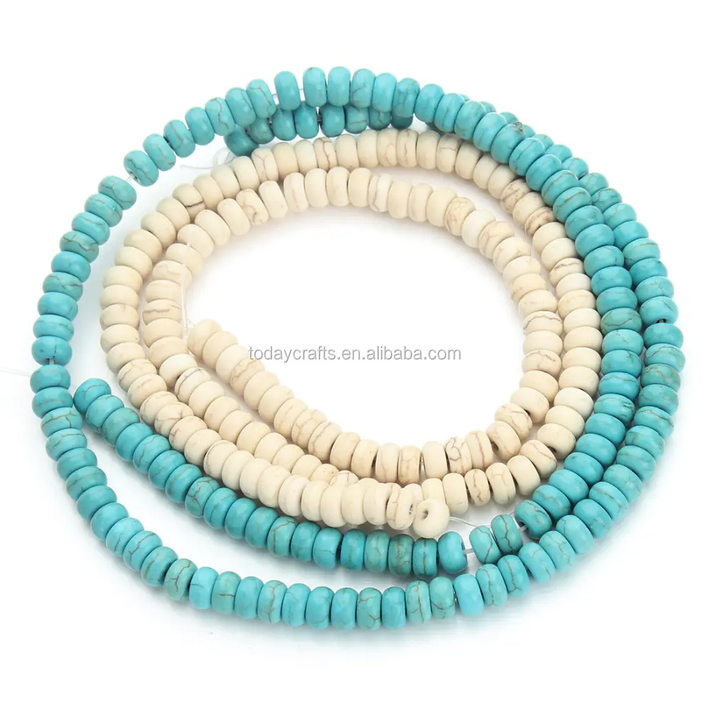 Approx.100Pcs/パック3*6ミリメートルGeometrical Column Loose半貴石Stone Blue Turquoise Beads For Jewelry Making DIY Necklace