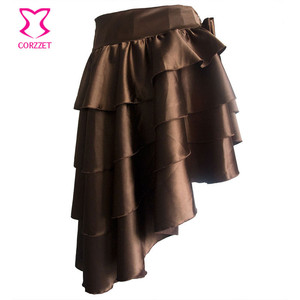 Corzzet Wholesale <strong>Black</strong> Satin Steampunk <strong>Skirt</strong> <strong>Plus</strong> <strong>Size</strong> Punk Victorian Gothic Dress - Product Image 5