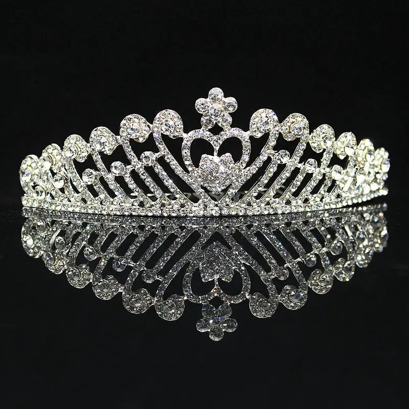 Diademas personalizadas con diamantes de imitación para niñas, para actuaciones de Ballet, plata, cristal, con peine