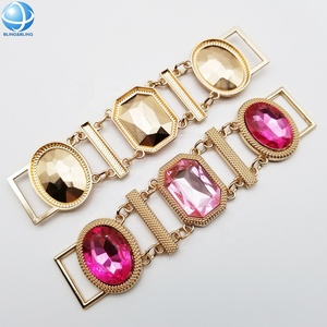 Conector de Bikini de diamantes de imitación con cadena de cristal Rosa ovalada barata de fábrica <span class=keywords><strong>para</strong></span> <span class=keywords><strong>accesorios</strong></span> de traje de baño - Product Image 5