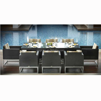 Mobilier de jardin moderne Villa Piscine 8 places Table à manger en rotin Ensemble de chaises